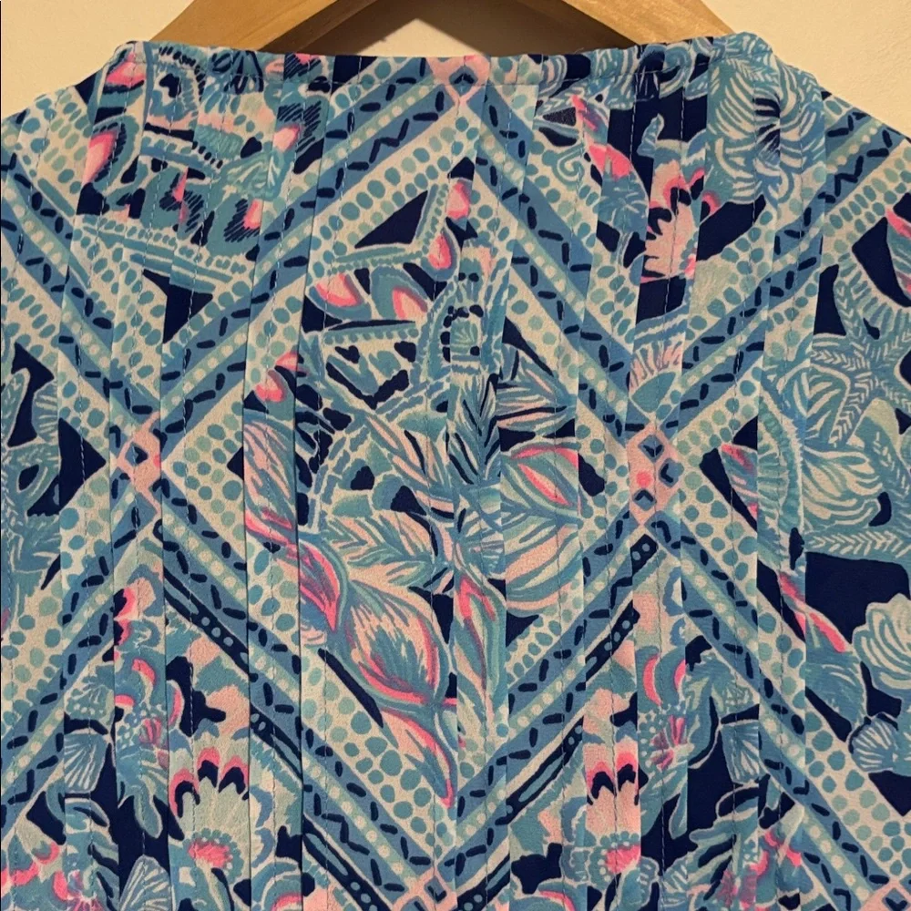 Lilly Pulitzer Marilina Pintucked Tassel-Tie 3/4-Sleeve Top - Picture 7 of 7